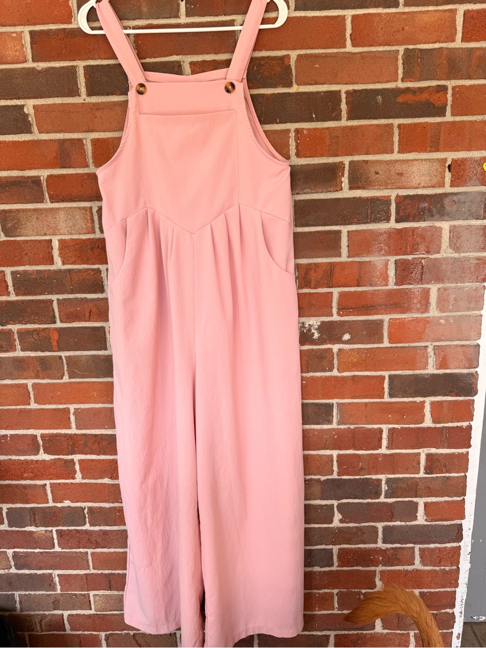 Pink Wide-Leg Jumpsuit with Bib Front